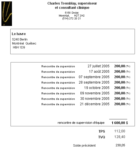 modele facture consultation psychologue